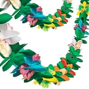 Dream Lifestyle Tropical Flower Garlands,110'' Foldable Paper Hibiscus Flower Hawaiian Garlands for Island Beach Party Tropical Luau Birthday Wedding Baby Shower Jungle Party Decor